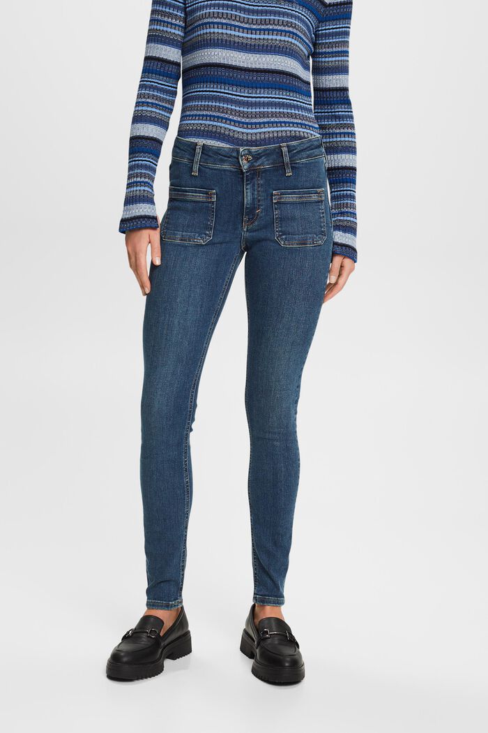 Jeans skinny mid-rise, BLUE DARK WASHED, detail image number 0
