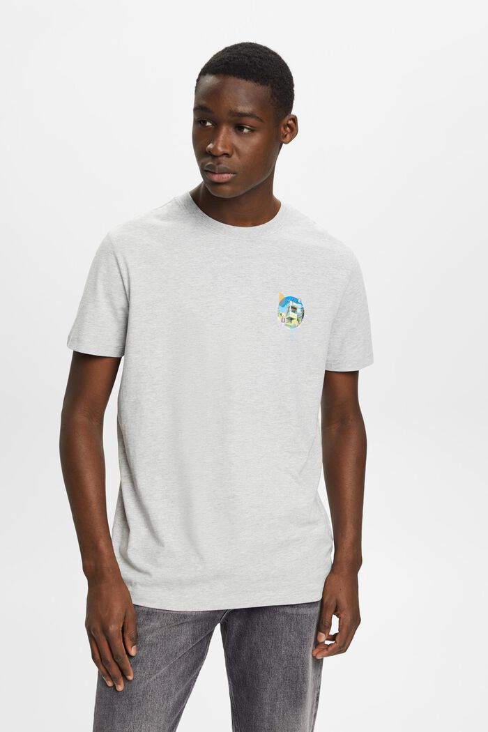 Camiseta de corte holgado con estampado pequeño en el pecho, LIGHT GREY, detail image number 0