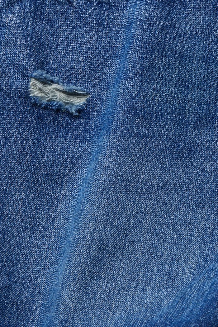 Shorts vaqueros con acabado desgastado, 100% algodón, BLUE DARK WASHED, detail image number 6