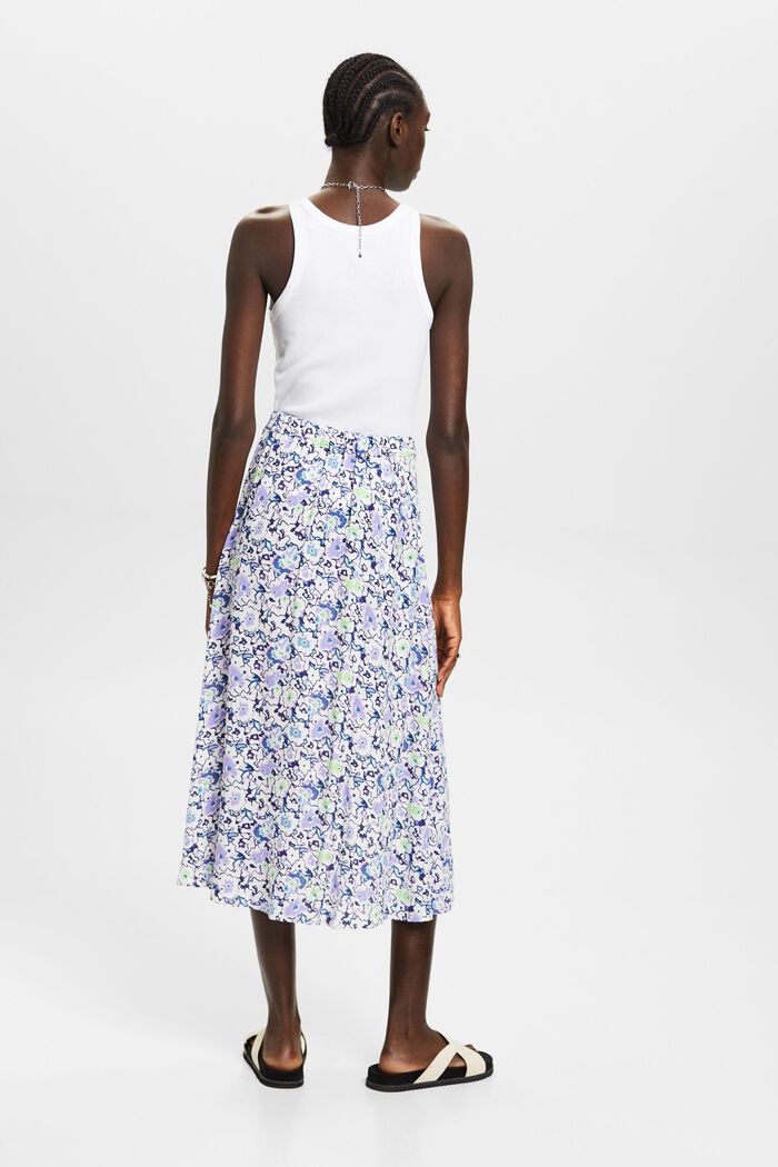 Falda midi con diseño floral allover, WHITE, detail image number 3