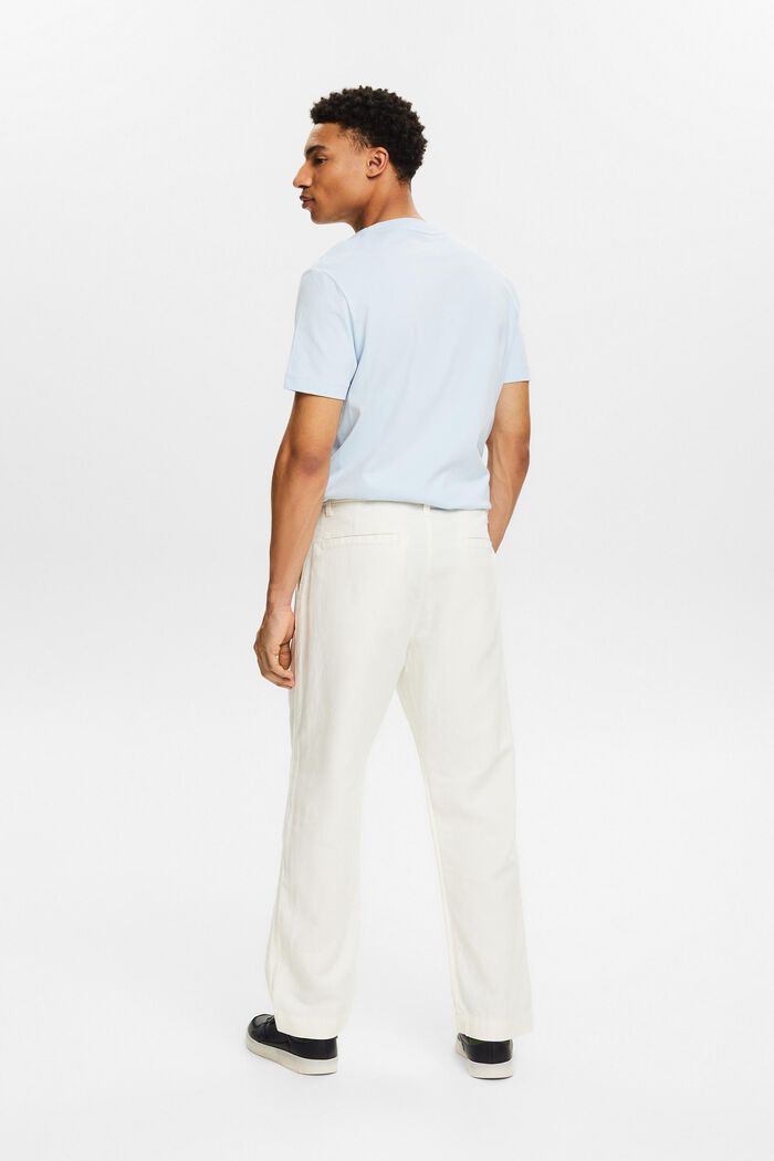Pantalón Straight en lino y algodón, OFF WHITE, detail image number 2
