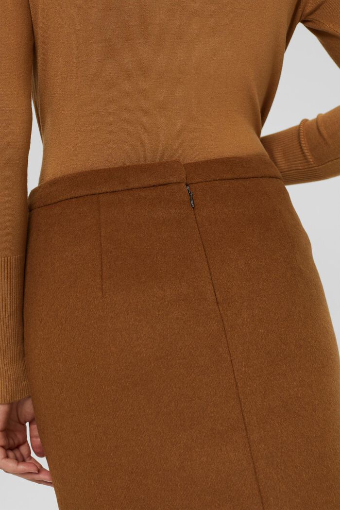 Con lana: minifalda con corte línea en A, TOFFEE, detail image number 2