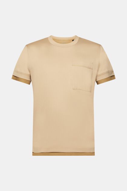 Camiseta de cuello redondo con capas, 100% algodón