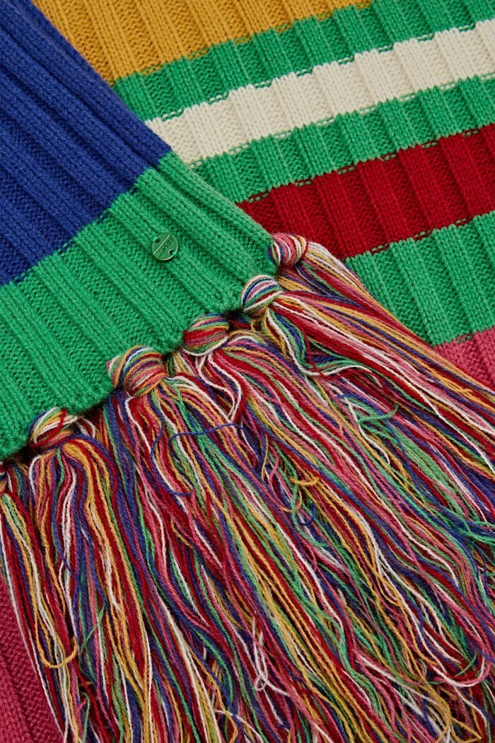 Bufanda de punto acanalado de arcoíris, PINK FUCHSIA, detail image number 1