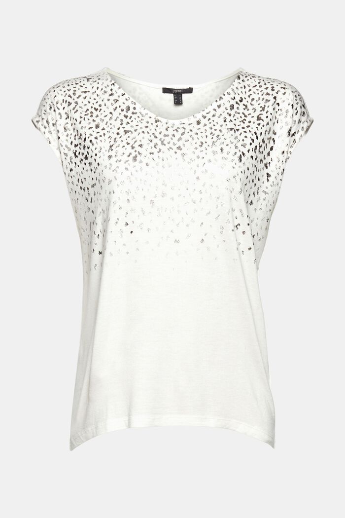 Camiseta con estampado brillante en LENZING™ ECOVERO™, OFF WHITE, detail image number 6