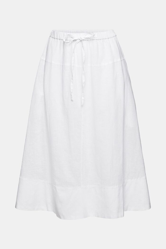 Falda midi en mezcla de lino, WHITE, overview