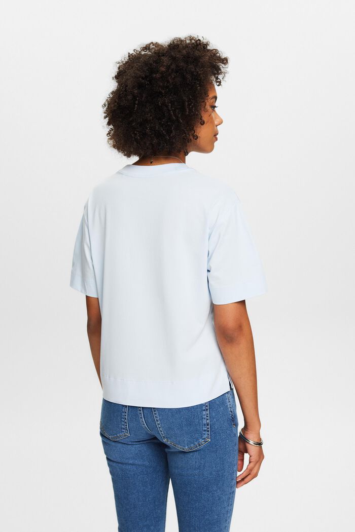 Camiseta de algodón pima con cuello redondo, PASTEL BLUE, detail image number 2