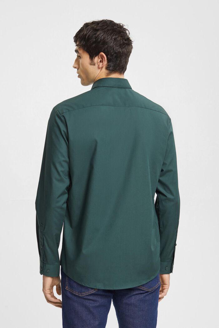 Camisa de algodón sostenible, DARK TEAL GREEN, detail image number 3
