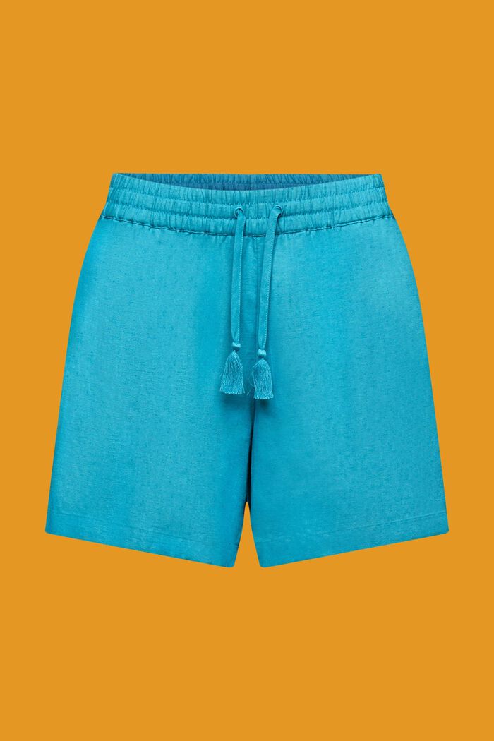 Pantalones cortos de playa con lino, TEAL BLUE, detail image number 5