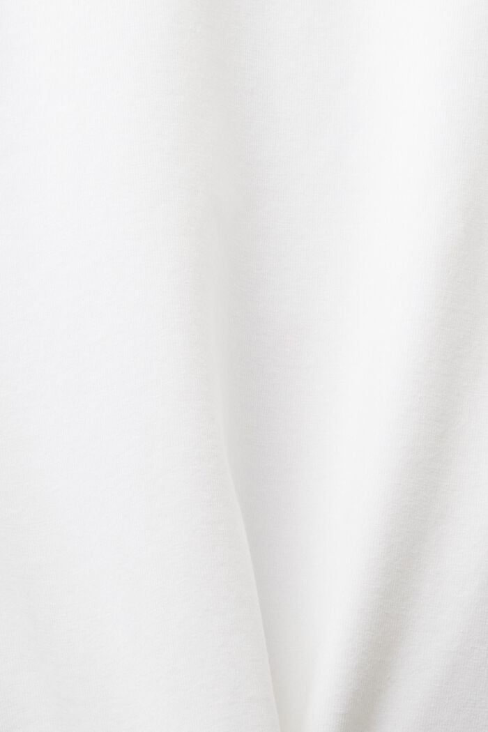 Camiseta de tejido jersey con cuello en pico, WHITE, detail image number 4