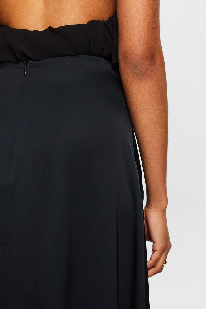 Falda midi satinada con efecto drapeado, BLACK, detail image number 3