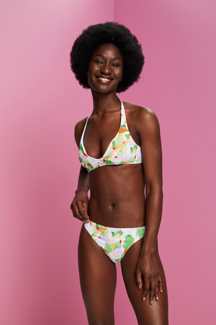 Braguita de bikini de tejido reciclado con estampado, GREEN, detail image number 0