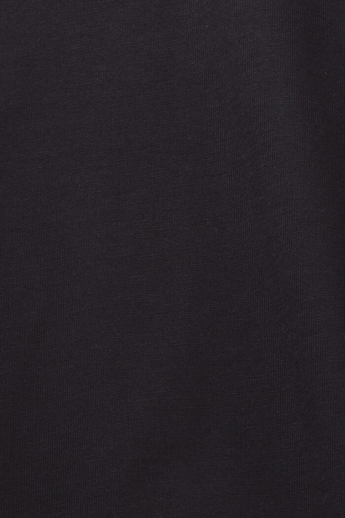 Camisa de tejido jersey con cuello en pico, 100 % algodón, BLACK, detail image number 5
