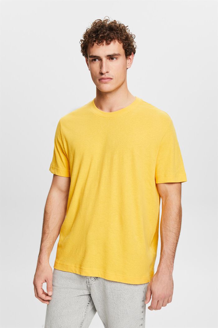 Camiseta de algodón y lino, SUNFLOWER YELLOW, detail image number 0