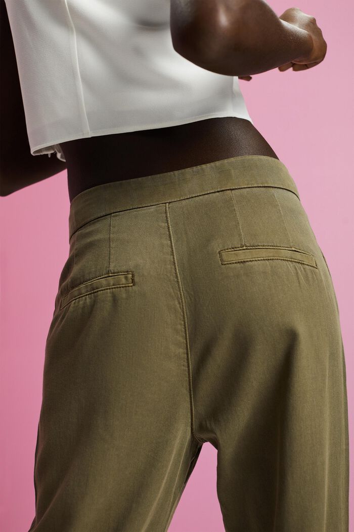 Pantalones de sarga deportivos de tiro alto, KHAKI GREEN, detail image number 4