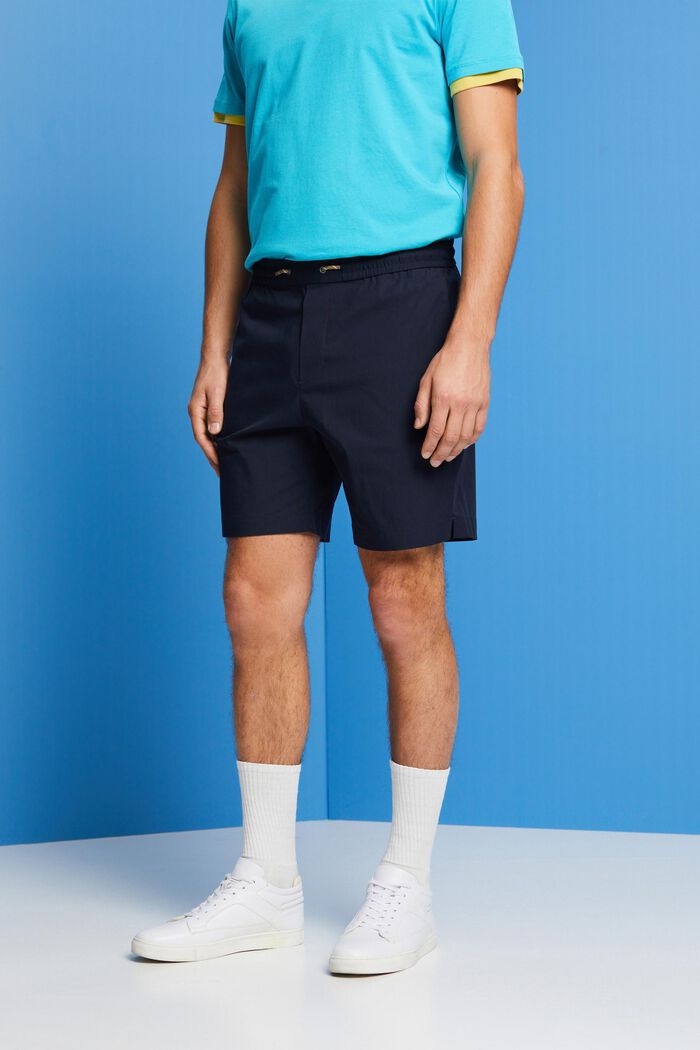 Pantalón corto sin cierre en popelina de algodón, NAVY, detail image number 0