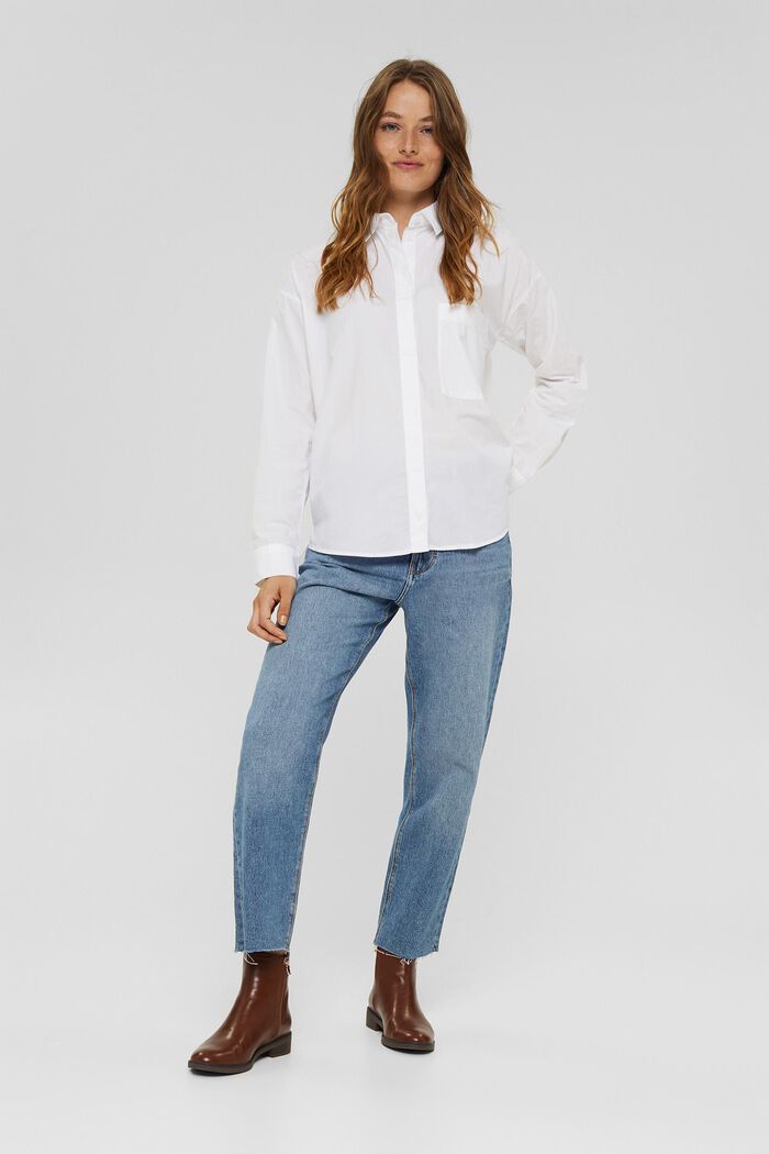 Blusa camisera oversize en 100 % algodón ecológico, WHITE, detail image number 5