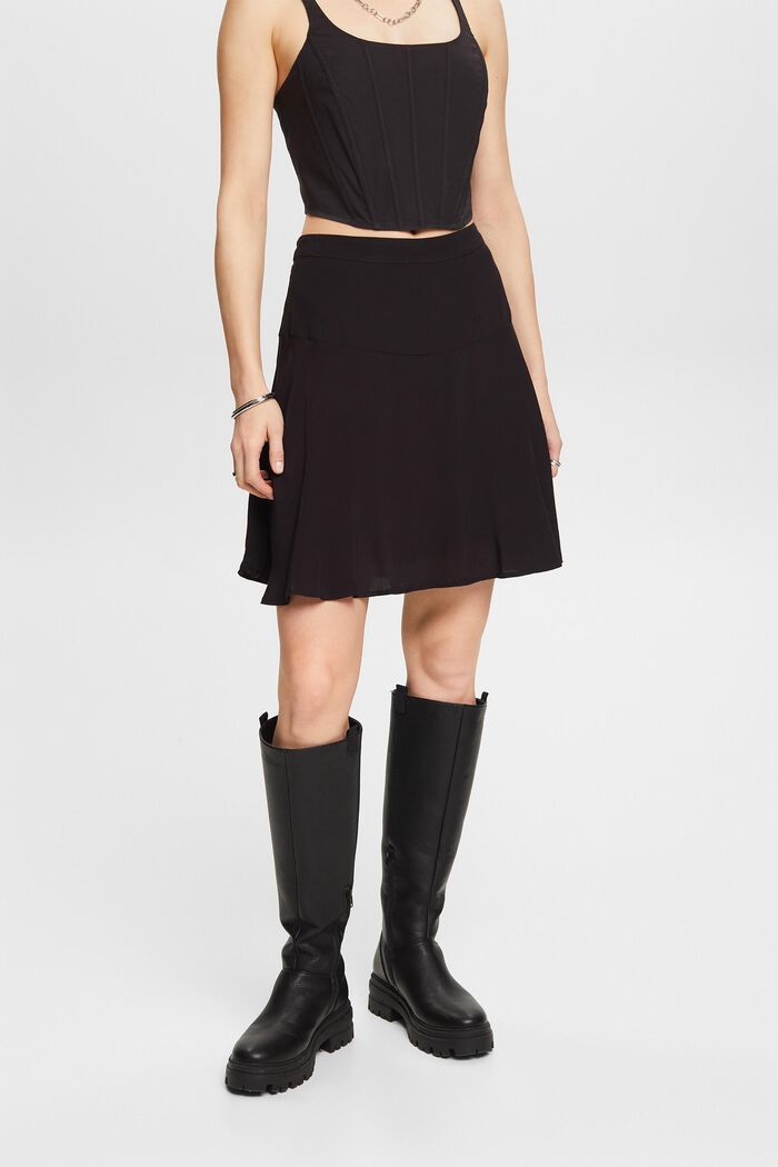 Minifalda de crepé en línea A, BLACK, detail image number 0