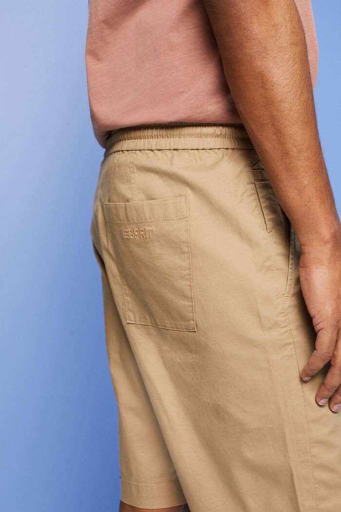 Pantalones cortos en sarga de algodón, BEIGE, detail image number 4
