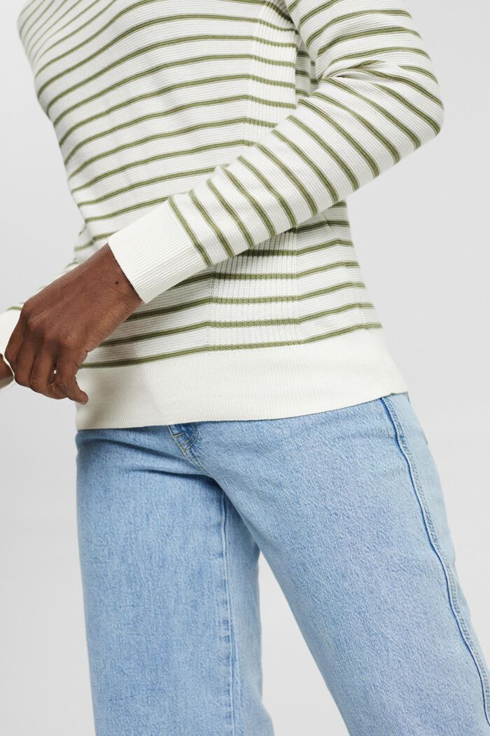 Jersey con diseño de rayas, 100% algodón, OFF WHITE, detail image number 2