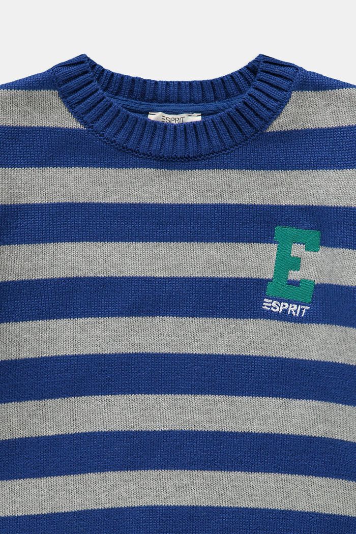 Jersey con diseño a rayas y logotipo bordado, BRIGHT BLUE, detail image number 2