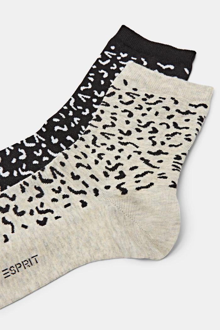 Pack: 2 pares de calcetines de algodón estampados, BEIGE/BLACK, detail image number 2