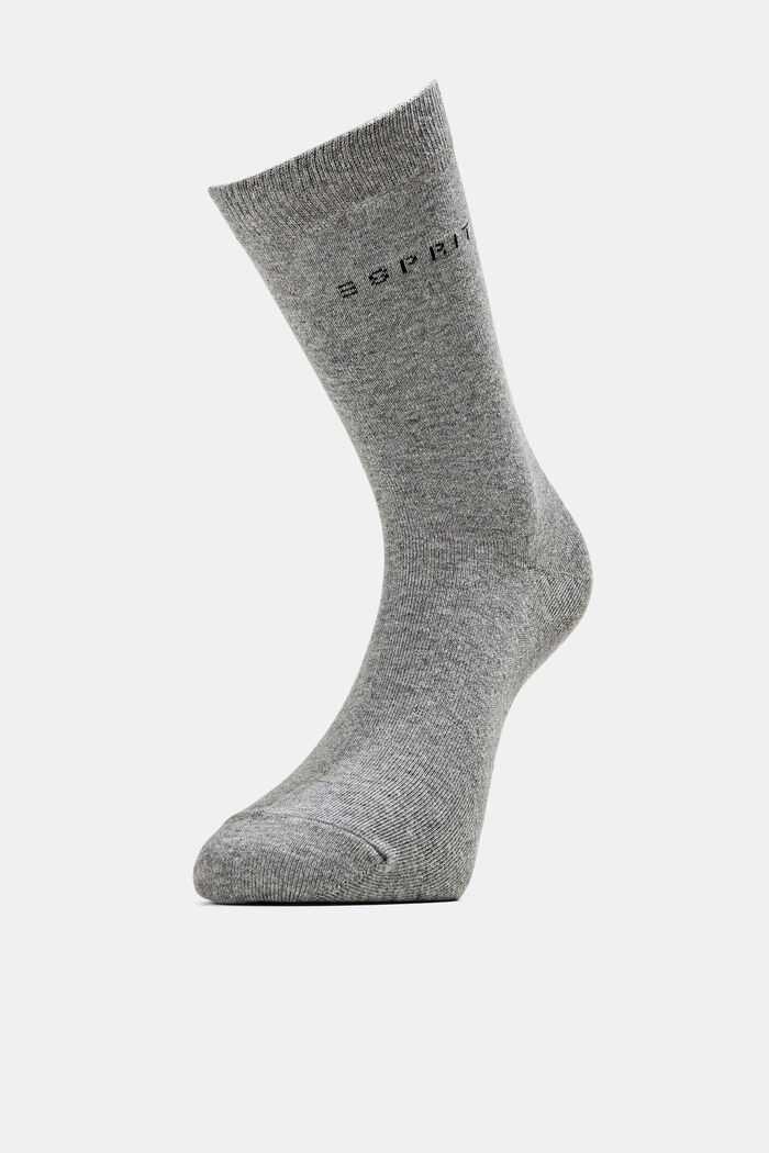 Pack de 2 pares de calcetines de punto, en algodón ecológico, LIGHT GREY MELANGE, detail image number 0