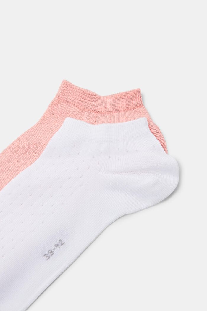 Pack de 2 pares de calcetines para deportivas con ojales bordados, PINK/WHITE, detail image number 2