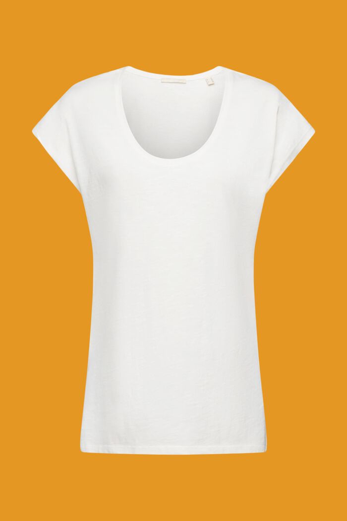 Camiseta de algodón con cuello en U, OFF WHITE, detail image number 5