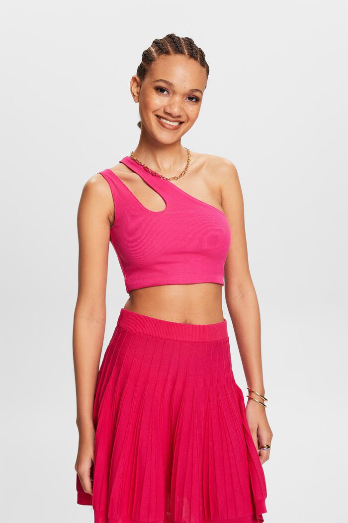 Top cropped con hombro al descubierto, PINK FUCHSIA, detail image number 4