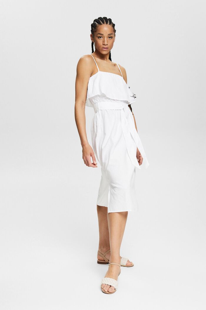Con lino: vestido con tirantes ajustables, WHITE, detail image number 1
