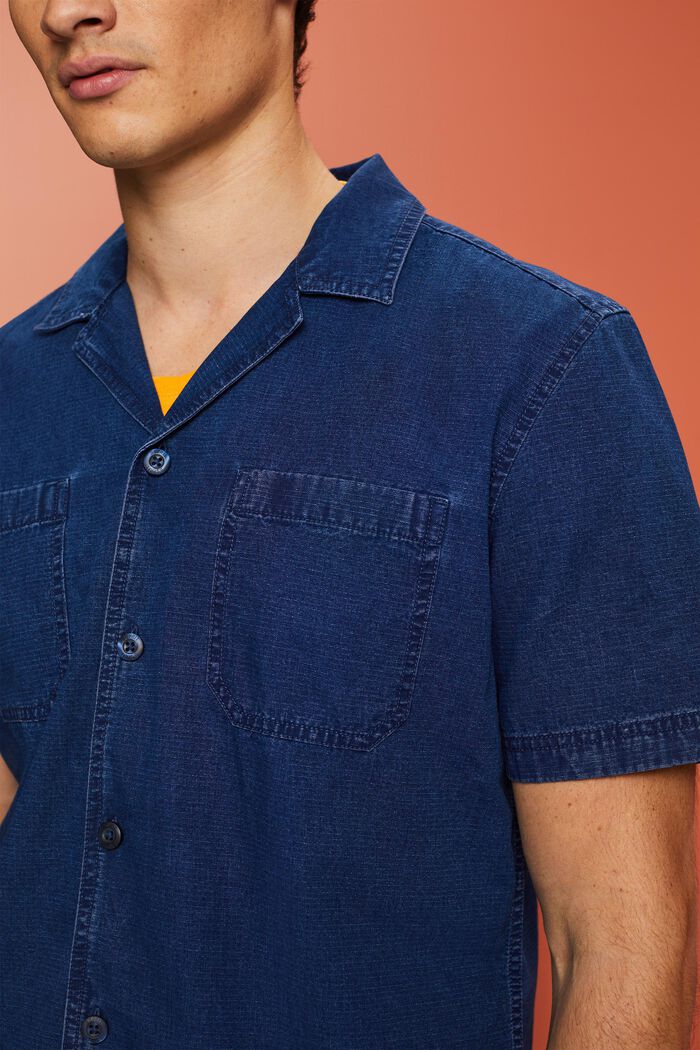 Camisa vaquera de manga corta, 100% algodón, BLUE DARK WASHED, detail image number 2