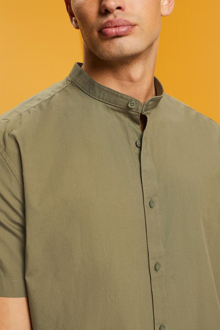 Camisa de algodón con cuello mao, KHAKI GREEN, detail image number 2