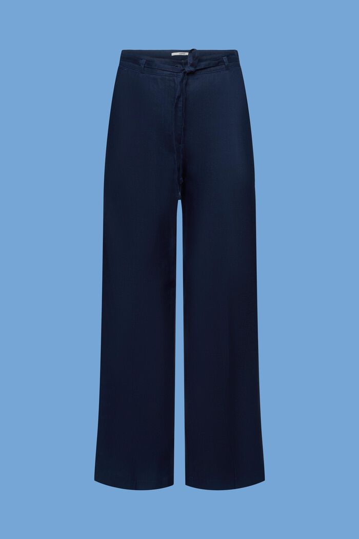 Pantalones de lino con pernera ancha, NAVY, detail image number 6