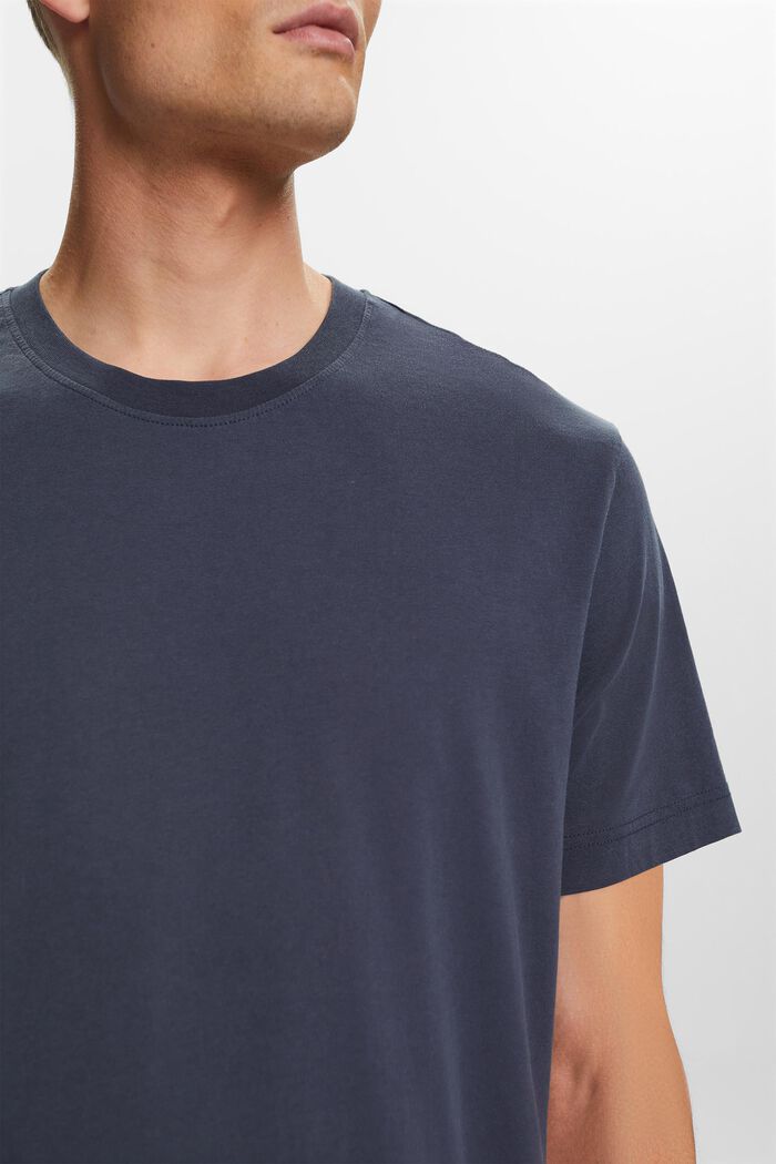 Camiseta de tejido jersey con cuello redondo, 100 % algodón, PETROL BLUE, detail image number 2