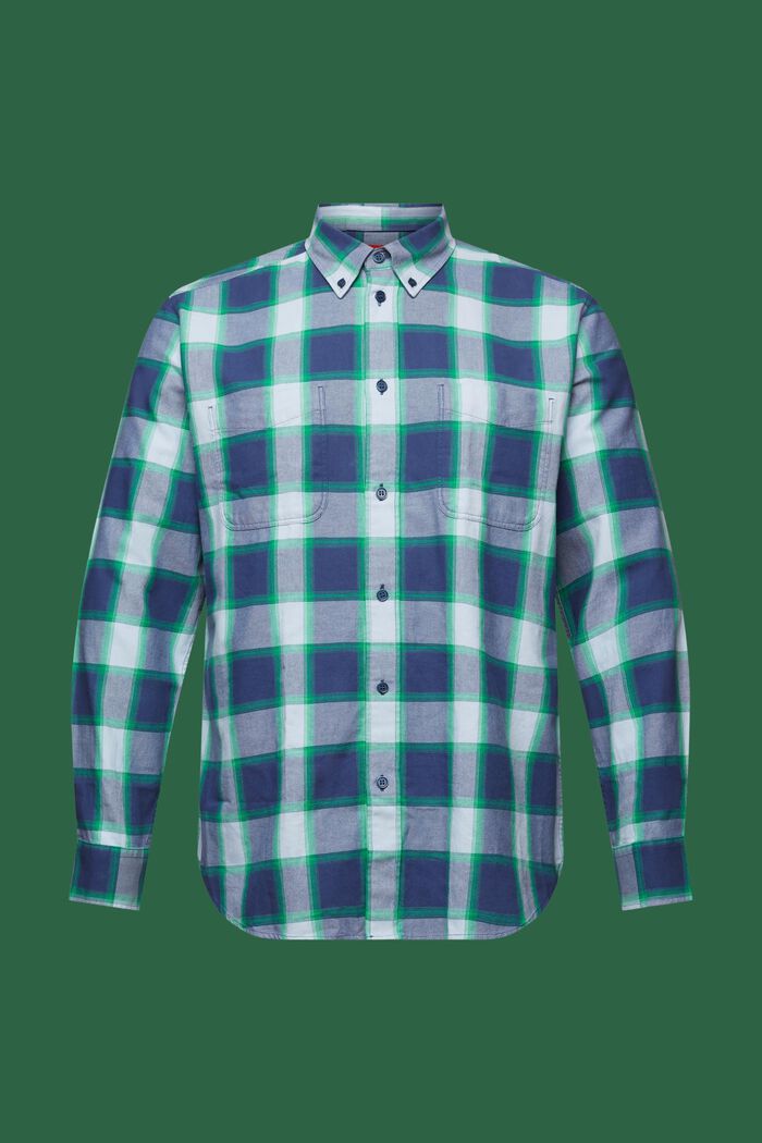 Camisa de franela de algodón con diseño a cuadros, GREY BLUE, detail image number 6