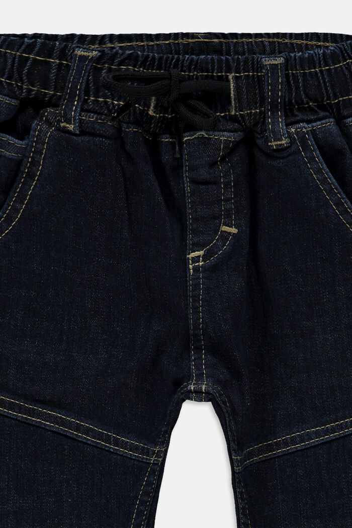 Vaqueros elásticos con cintura elástica de algodón, BLUE RINSE, detail image number 2