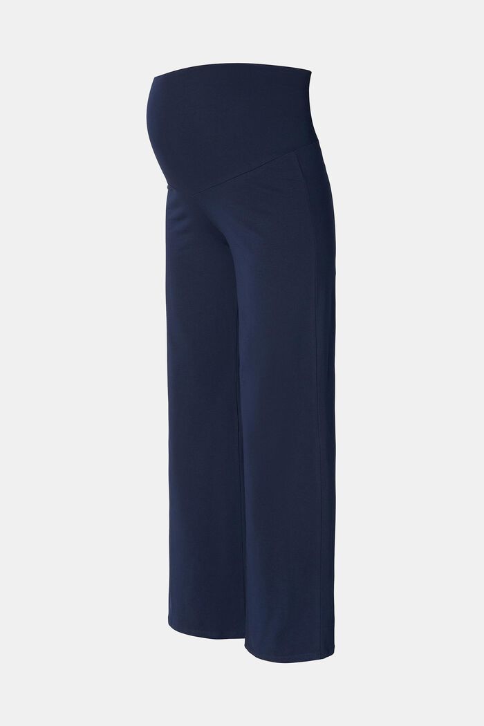 Pantalones de punto por encima de la barriga, algodón ecológico, NIGHT BLUE, detail image number 4