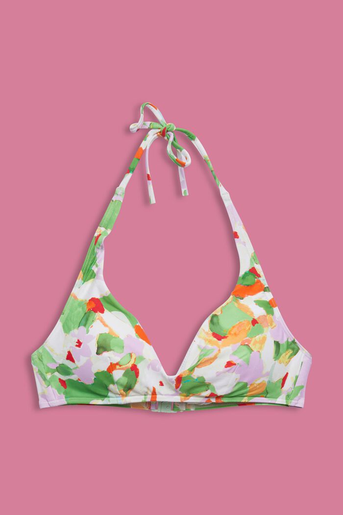 Top de bikini con relleno reciclado y tirantes al cuello, GREEN, detail image number 4