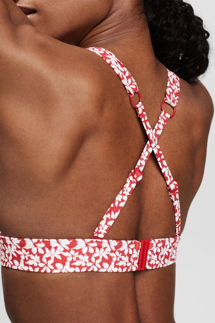 Top de bikini estampado con relleno, DARK RED, detail image number 1