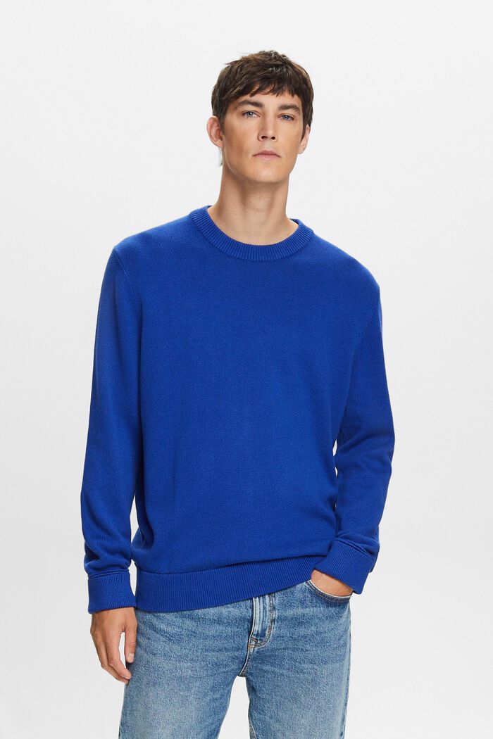Jersey de algodón con cuello redondo, BRIGHT BLUE, detail image number 2