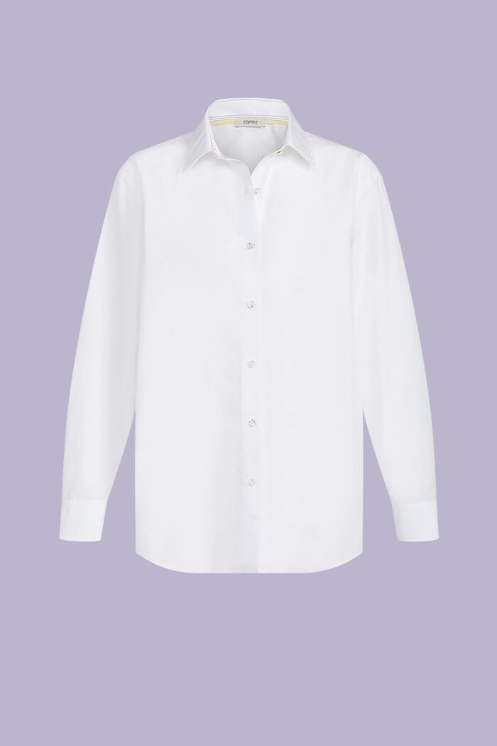 Camisa en popelina de algodón, WHITE, detail image number 5