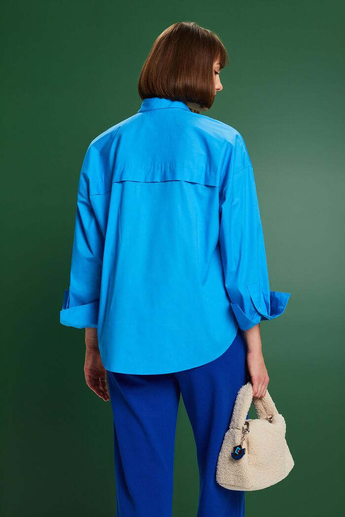 Camiseta de cuello abotonado, popelina de algodón, BLUE, detail image number 2