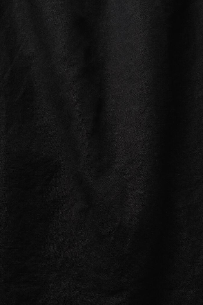 Blusa fruncida sin mangas en lino y algodón, BLACK, detail image number 4