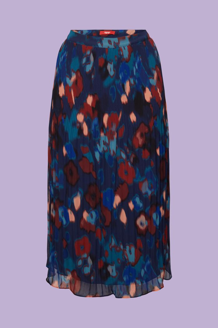 Falda midi plisada de gasa, DARK BLUE, detail image number 6