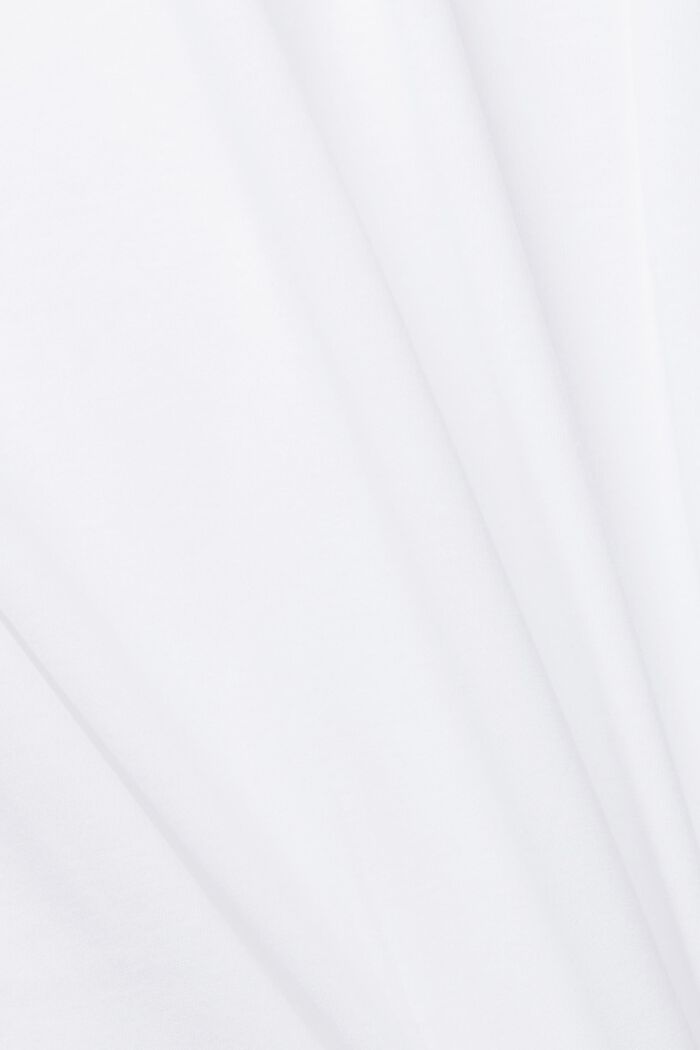 Camiseta de algodón sostenible con escote en pico, WHITE, detail image number 1