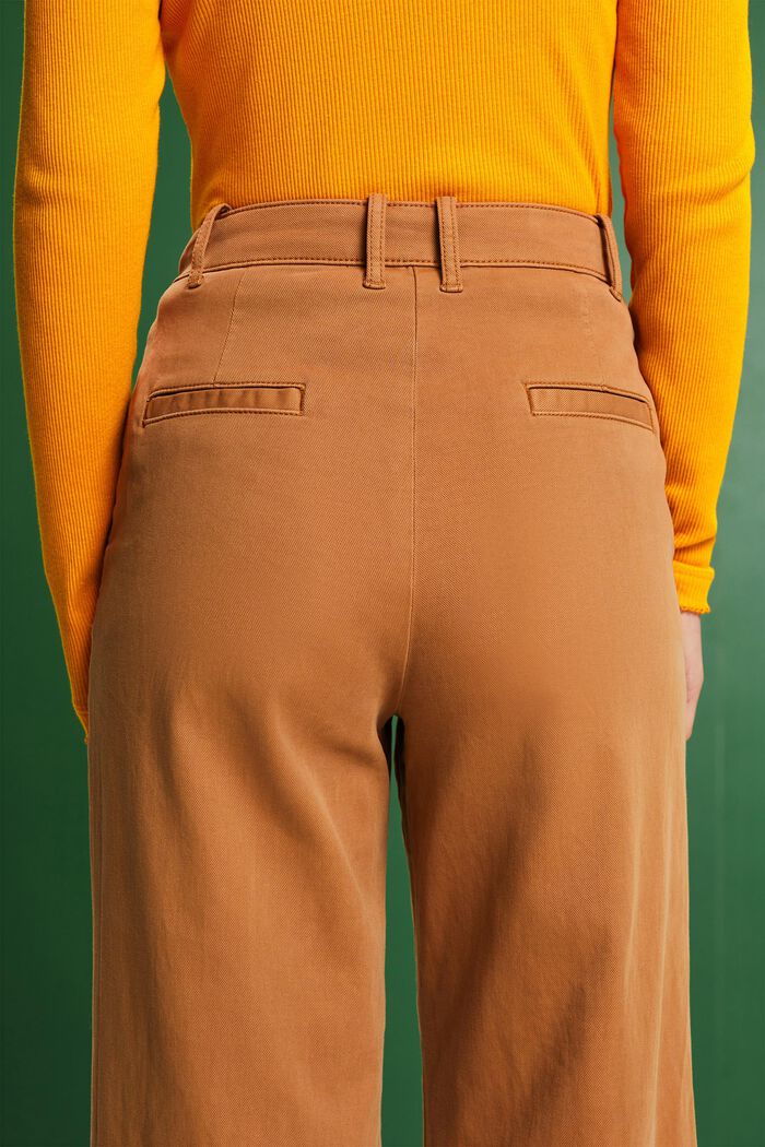 Pantalones chinos de corte ancho y tiro alto, CARAMEL, detail image number 4