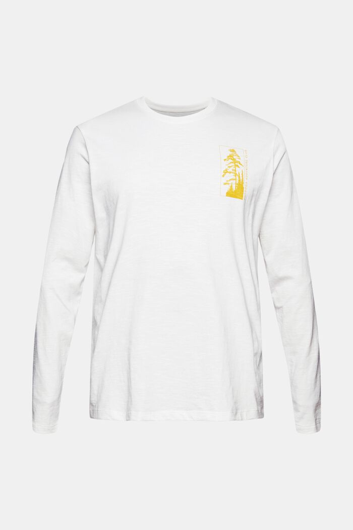 Camiseta de manga larga de punto con estampado, algodón ecológico, OFF WHITE, detail image number 6