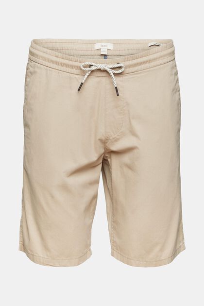 Shorts con cintura elástica, 100% algodón, LIGHT BEIGE, overview