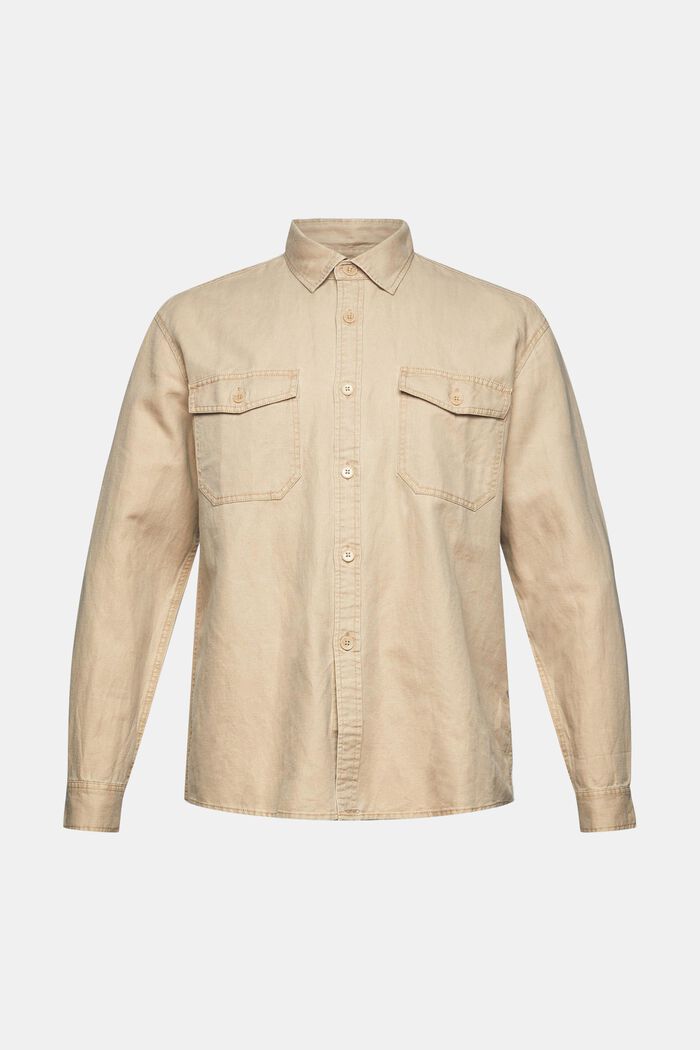 En mezcla de lino: camisa oversize, BEIGE, detail image number 7